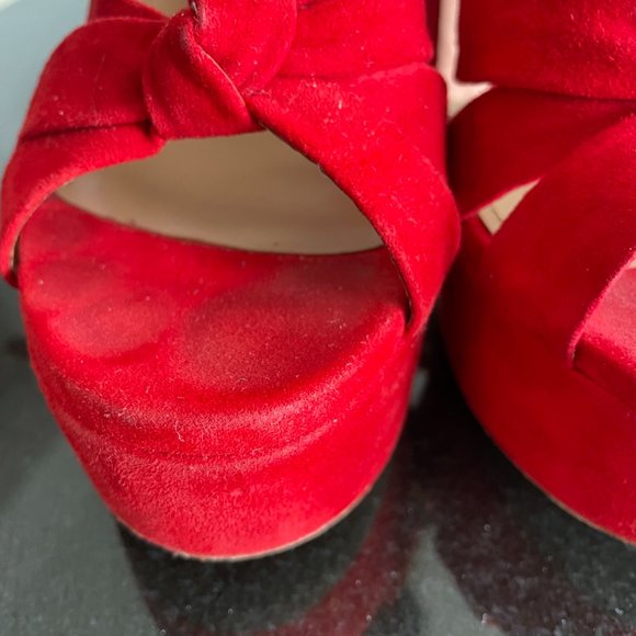 AQUAZZURA Red Suede Baba Plateau 125 Platform Sandals | Size 41 | - Picture 8 of 11